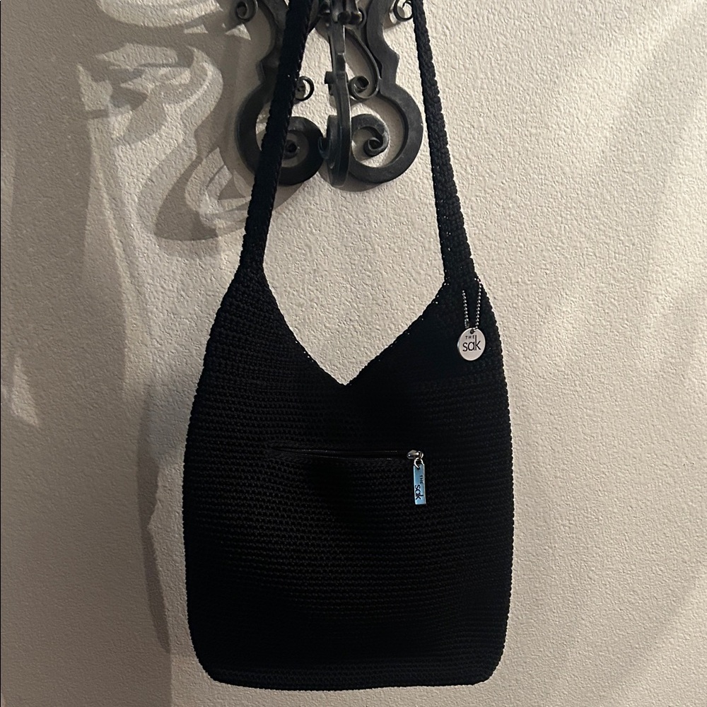 The Sak Classic Black Knit Shoulder Bag